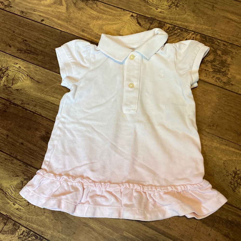 Baby Ralph Lauren Polo collared Shirt Dress - pink and white ombre